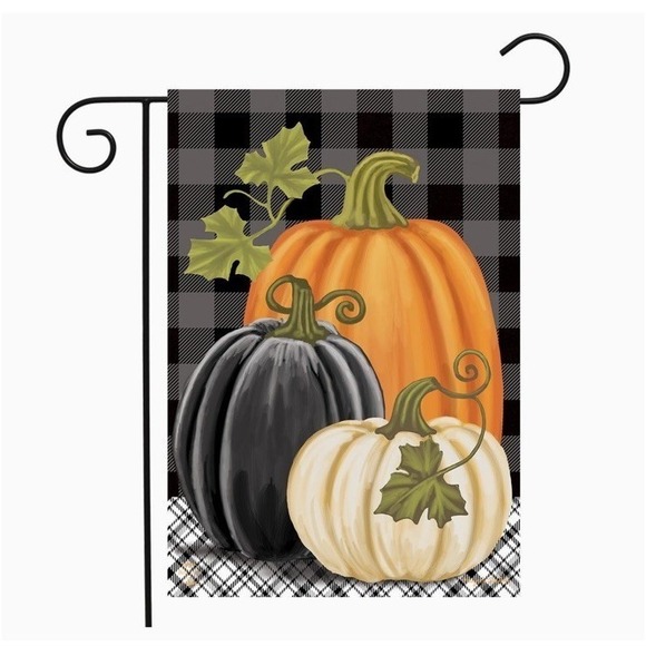 Unbranded Other - Fall House Flag 40x28 Checkered Autumn Pumpkins Outdoor Garden Decor NEW